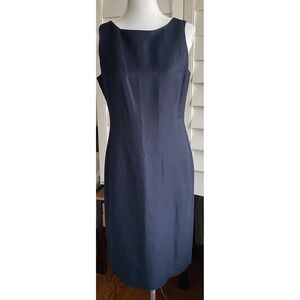Liz Claiborne Collection Navy Linen Blend Sheath Dress Sleeveless‎ Classic Sz 10